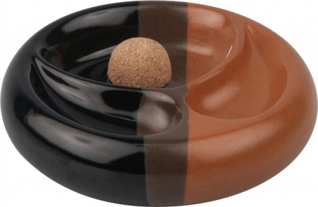 Pfeifenascher Keramik rund schwarz braun 2 Ablagen