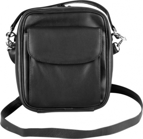 Pfeifen- Herrentasche Leder schwarz Vortasche 8er 22,5 x 21 x 7cm