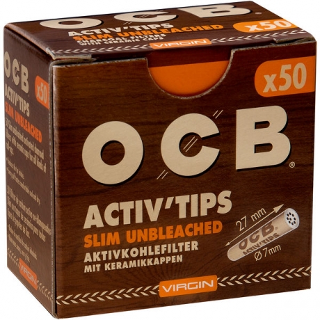 OCB Activ Tips Slim Unbleached 7mm 50 Stck