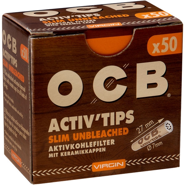 20 Stück OCB Activ Tips Slim Aktivkohle-Filter 7mm 