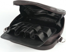 Pfeifen- Herrentasche Leder schwarz Vortasche 8er 22,5 x 21 x 7cm