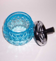 Schleuderaschenbecher Ascher Glas blau Kugelform 12cm