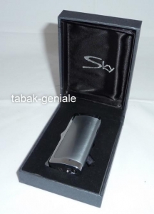 Sky Zigarrenfeuerzeug chrom satiniert 3fach Flamme Cutter 8mm