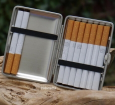 Zigaretten Etui Nickel satiniert 14er KS-Format mit Rahmen