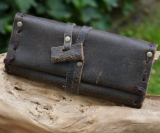 Original MR Drehertasche Leder antik 15.5cm Schnrung Lederband